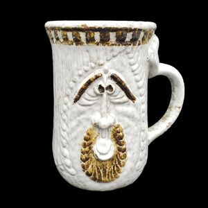 Mug Ceramic Hand Made Pottery Vintage 70s Ugly Face King Stein Stoneware Large
